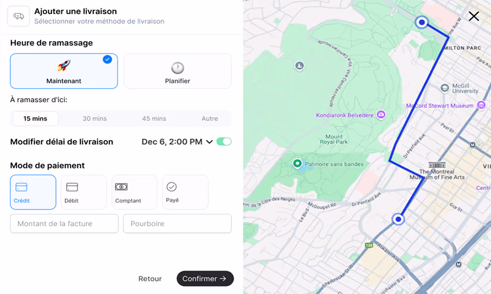 GoLivro delivery scheduling and payment interface